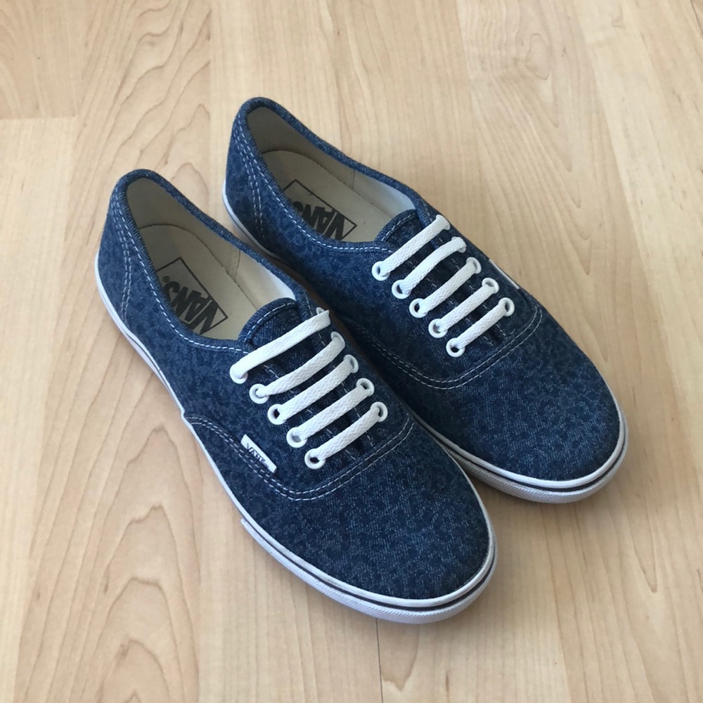 VANS Denim Sneakers w/ Subtle Blue Leopard Print